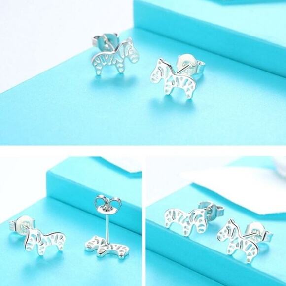 Zebra Post Earrings - Picture 2 of 2